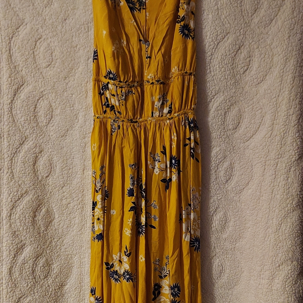 Japna Mustard Floral Maxi Dress